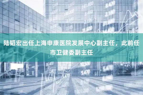 陆韬宏出任上海申康医院发展中心副主任，此前任市卫健委副主任
